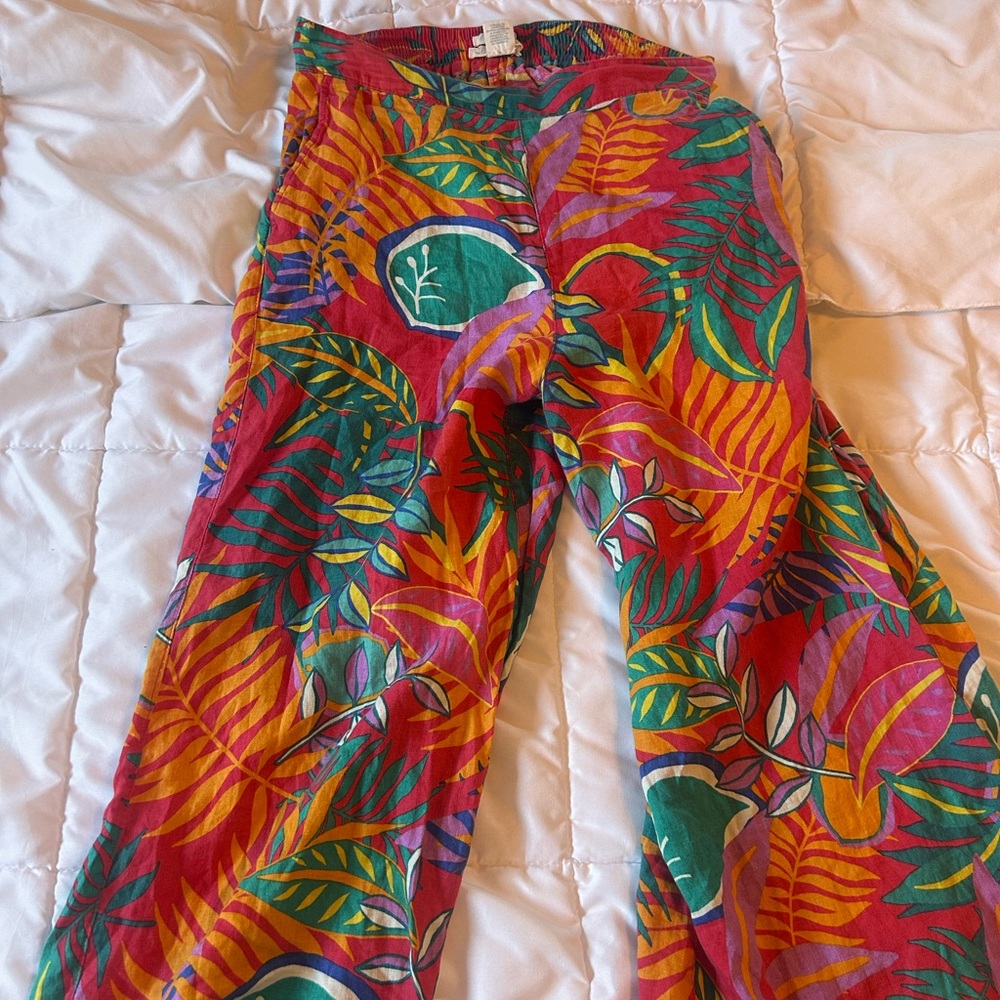 C&C California Tropical Linen Wide Leg Floral Pants